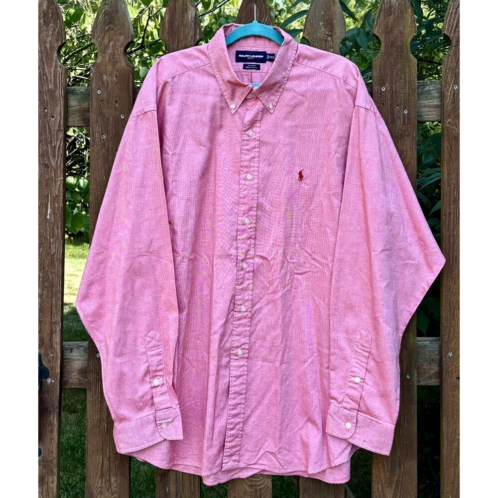 Mens Ralph Lauren Golf Tilden Long Sleeve Button Down Shirt Red - Size 2XL